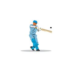 a man in blue uniform swinging a bat at a ball on a white background illustration