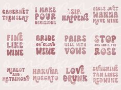 some type of stickers that are on the side of a white sheet with pink lettering