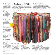 the bookmarks and tabs page is shown with instructions for how to fold them