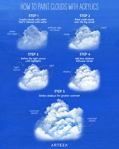 how to paint clouds with acrylics step - by - step instructions for beginners