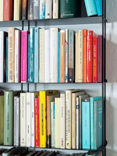 a book shelf filled with lots of books