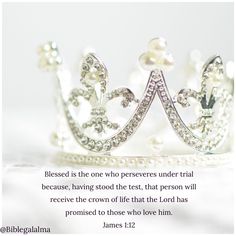 a crown with pearls on it and a bible verse about the power of god's love