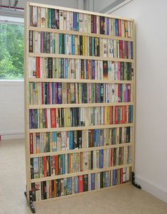 a large book shelf with many books on it