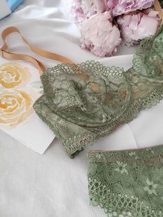 Green lingerie set    Adjustable gold straps. Brazilian panties classic fit. Elastic lace.  Sits well on the buttocks   The set can be worn daily and for special events. For example, on a date, a walk, a movie and anywhere.  Unusual color for your beauty   If you have any questions, write to me. I will help you choose the size and the most beautiful lingerie for you.  With love, Anastasia Ethereal Lingerie, Green Lingerie, Elastic Laces, Write To Me, Green Lace, Beautiful Lingerie, Guilty Pleasure, Pretty Clothes, Design Solutions