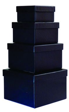 four black boxes stacked on top of each other