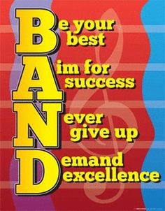 a poster with the words be your best aim for success never give up demand excellence