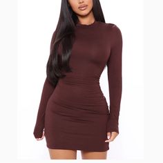 Mini Dress Long Sleeve Double Lined Stretch 95% Rayon 5% Spandex Imported Brand New Size M Night Fits, Amaya Colon, Bella Poarch, Chocolate Fashion, Mini Dress Long Sleeve, Brown Dresses, Maggie Lindemann, Bible Promises, Doll Wardrobe