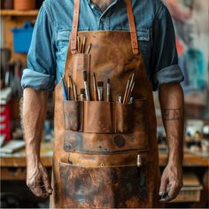 Canvas Crafter Artistry Apron Painter Apron, Art Apron, Bar Apron, Barber Apron, Artist Apron, Leather Apron, Painting Accessories, Custom Aprons, Leather Artisan