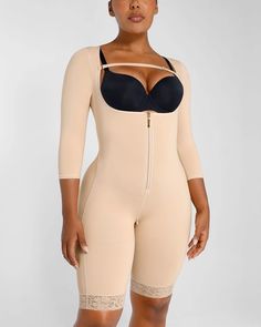 Expertly made, the AirSlim® Open Bust Butt-Lifting Bodysuit is uniquely constructed to create a perfect base. It flawlessly adapts to your body's shape, enhancing your waist, hips, and thighs. Ideal for targeting the lower stomach and thighs, this versatile bodysuit also helps with post-procedure recovery and postpartum support while slimming the abdomen.  Why you'll love it! 
    • 3-Layer fabric for maximum tummy and back compression.      • Revolutionary butt-lifting design in the back area. 
• Front hook-and-zip closusre offers a secure fit.     • Open bust design with a removable chest strap .    • Short bottom with anti-rolling lace leg bands hits right above the knees.    •   Easy access for bathroom breaks with upgraded zipper crotch.  
    • X-cross back design improves posture an Wedding Shapewear, Sauna Waist Trainer, Black Friday In July, Waist Trainer Workout, Lower Stomach, Postpartum Support, Open Bust, Low Intensity Workout, Chest Strap