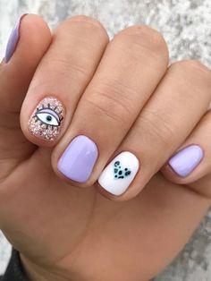 short lilac nails with accent design Nail Designs And Colors, Violet Nails, Nail Designs Ideas, Purple Nail Art, Magic Nails, Purple Nail Designs, Purple Nail, Nails Desing, Dipped Nails