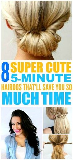 These super easy and cute 5-minute hairstyles are THE BEST! I'm so happy I found these AMAZING 5-minute hairdos. Now I have some awesome ways to do my hair on busy mornings! Definitely pinning! Five Minute Hairstyles, 5 Minute Hairstyles, Super Easy Hairstyles, Easy Hairdos, Cute Quick Hairstyles, Work Hair, Peinados Recogidos, Work Hairstyles, Short Hair Styles For Round Faces