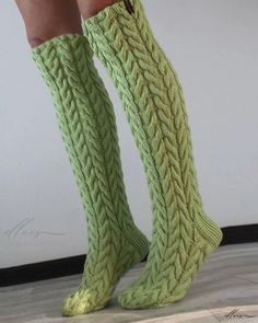 Elluis - Premium Quality Cable Knit Over-The-Calf Fluffy Tube Socks - Set of 2 Winter Knitted Socks For Stocking Stuffers, Green Winter Socks, Comfortable Green Winter Socks, Cozy Warm Acrylic Socks, Winter Knitted Acrylic Socks, Thick Knitted Acrylic Socks, Fitted Knitted Acrylic Socks, Cozy Knitted Stretch Socks, Thick Knit Casual Socks