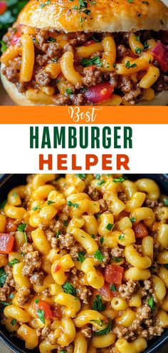 hamburger helper is loaded with ground beef and macaroni