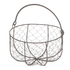 a wire basket hanging from the ceiling on a white background with clipping for text