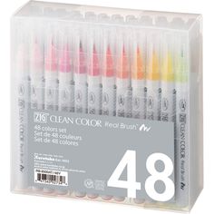 set of 48 crayon markers in clear case