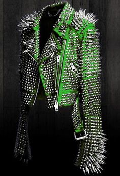 Top Seller for New Womens Punk Full Long Spiked Studded Brando Green Leather Jacket, women wear, Fashion women's Coats Jackets Spiked Leather Jacket, Green Leather Jacket, Leather Jacket For Women, Punk Women, Leather Jacket Women, Motorbike Jackets, Studded Leather Jacket, Green Leather Jackets, Studded Jacket