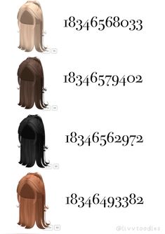 roblox hair codes Bloxburg Straight Hair Codes, Hair Codes For Berry Ave Brown, Roblox Code Brown Hair, Roblox Codes For Hair Brown, Bloxburg Brunette Hair Codes, Berry Avenue Ginger Hair Codes, Blond Hair Codes, Roblox Codes Hair Black, Winter Bloxburg Outfit Codes