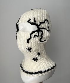 Balaclava knitted Ski Mask with loose threads cosplay goth devil - Handmade in Poland - 100% acrylic - Stretch to head fit - can be customized :) - Can be worn with opening pulled down to the chin like on pictures Send me a message for custom orders! Knitted Ski Mask, Balaclava Knitted, Crochet Ski Mask, Oc Inspiration, Ski Mask, Skull Cap Beanie, Skull Cap, Custom Orders, Caps Hats