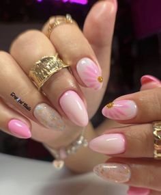 Girly Pink Nail Designs, Ballet Pink Nails, Pink Nails With Design, Hawaiian Nails, Hawaii Nails, Nails With Design, Teen Nails, Nyc Nails, December Nails