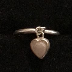 Heart Pearl 925 Sterling Silver Dangling Charm Ring Sizes;5(4),5.5(4),6(3) &6.5 I Love You Ring, Horseshoe Ring, Charm Ring, Lapis Ring, Beautiful Wedding Rings, Engagement Ring Diamond Cut, Hand Ring, Classic Engagement Rings, Heart Shaped Diamond