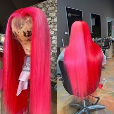 Peruvian Hair Half Pink And Half Fuchsia Color Lace Front Wig – Lux Hair Shop Fluffy Heels, Pink Wigs, Lux Hair, Hair Colorful, Color Wigs, Gorgeous Braids, Lace Fronts, Color Switch, Black Hair Extensions