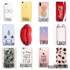 twelve iphone cases with different types of lettering on them