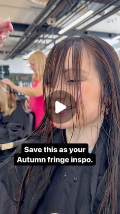 Holly Rudge Independent Hair Stylist on Instagram: "Creating that perfect fringe.   Im predicting an autumn/winter long fringe trend. Fringes look so good with those high neck jumpers and loose hair up styles, siping red wine in front of a fireplace..   Anyone else ready for summer to be done or just me?!   #fringe #longfringe #fringeinspo #longhair #hairreels #bangs #hairideas #watchmework #hairstylist" Mid Length With Fringe, Shag Fringe Long Hair, Bangs In Your 40s, Front Bangs With Long Hair Round Face, Diy Long Bangs, Fine Straight Hair With Bangs, Ella Langley Bangs, Textured Bangs Long Hair, How To Know If Bangs Look Good On You