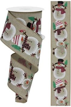 Shop For 2.5 Chubby Snowman Ribbon: Natural (10 Yards) at Michelle's aDOORable Creations Elf Christmas Tree, Work Wreath Forms, Patriotic Christmas, Lantern Candle Decor, Wreath Making Supplies, Work Wreath, Nutcracker Ornaments, Fall Ribbons, Halloween Ribbon