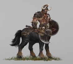 an image of a man riding on the back of a horse with horns and armor