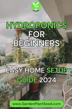 the cover of hydroponics for beginners easy home setup guide, with text overlay