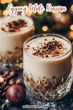 two glasses filled with eggnog white russian coffee