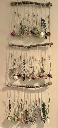 Cheap And Easy Diy Home Decor, Drying Flowers Upside Down, Boho And Vintage Decor, Rock Wall Display, Dark Nature Decor, Woodland Fairy Decor, How To Make Wall Decor, Crochet Vine Wall Decor, Fairy Aesthetic Home Decor