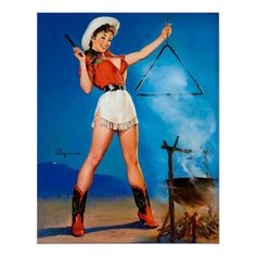 Vintage pin up. Very high resolution image direct from the original canvas oil painting. Julie Manet, Traje Cowgirl, Cowgirl Poster, Stars D'hollywood, Cowgirl Pictures, Jean Seberg, David Bailey