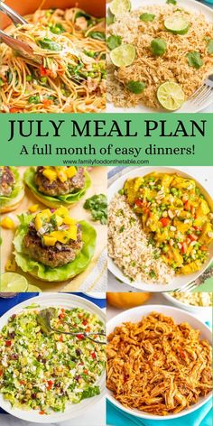 the ultimate meal plan for july is full of easy dinner ideas and menus to make ahead