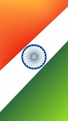 the flag of india is shown in green, white and orange colors with a circular wheel on top