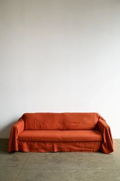 BURNT ORANGE LINEN SOFA SLIPCOVER Velvet Slipcover Couch, Burnt Orange Suede Sofa, Drop Cloth Couch Cover, Drop Cloth Couch, Burnt Orange Sofa, Slipcover Couch, Tan Sofa, Orange Sofa, Linen Bed