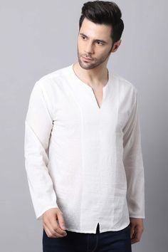 Kurta Top, Men's Ethnic Wear, Short Kurta, Mens Ethnic Wear, White Solid, Light White, Indian Ethnic Wear, White Fabric, White Fabrics