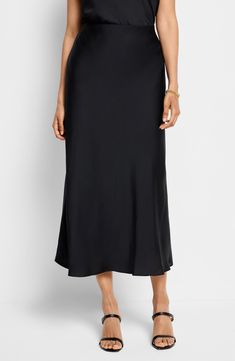 Complete your office or formalwear looks with this versatile crepe skirt that's sure to be a timeless favorite. 31" length Pull-on style Unlined 67% recycled polyester, 33% polyester Machine wash, line dry Imported Silk Flared Maxi Skirt For Work, Black Silk Pencil Skirt, Chic Silk Maxi Skirt For Work, Relaxed Silk Skirt For Workwear, Silk Relaxed Skirt For Workwear, Elegant Flowy Maxi Skirt For Work, Elegant Silk Maxi Skirt For Workwear, Elegant Silk Skirt For Workwear, Black Silk Skirt For Workwear