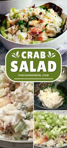 crab salad with celery and onions in a white bowl