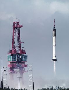 an image of a rocket taking off from the ground