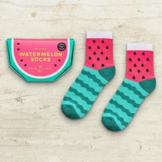 Watermelon Socks, Food Socks, Aussie Christmas, Cute Watermelon, Watermelon Slice, Kris Kringle, Fun Socks, Recyclable Materials