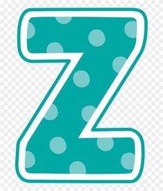 the letter z with polka dots on it is blue and has white letters that spell out the