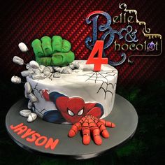 Spiderman And Hulk Birthday Cake, Spiderman Hulk Birthday Cake, Hulk Cakes For Boys, Hulk Spiderman Cake, Spiderman And Hulk Birthday Party, Hulk And Spiderman Birthday Party, Hulk And Spiderman Cake, Birthday Cake Marvel