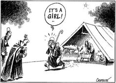 a cartoon depicting the nativity of jesus and mary in front of a tent with a balloon