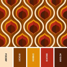 the color scheme for an art deco inspired wallpaper with red, orange and brown colors