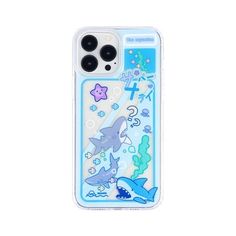 a phone case with an image of sharks and other sea creatures on the back cover