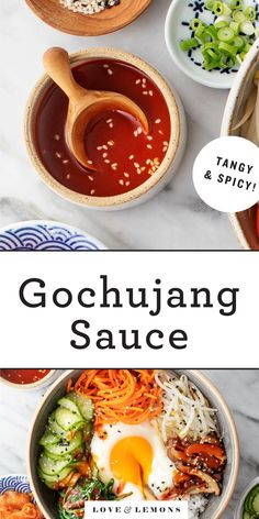 Gochujang Sauce Recipe, Bibimbap Bowls, Traditional Korean Food, Bibimbap Sauce, Spicy Dipping Sauce, Gochujang Sauce, Grilled Veggies, Asiago, Traditional Korean