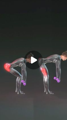 a man doing push ups with dumbbells in front of his back and chest