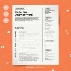 an orange and white resume template