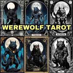 four different types of werewolves tarot cards with the words werewolves tarot on them